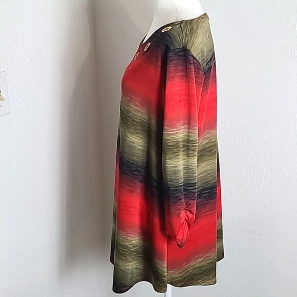 New Directions Colorful Ombre Top with Gold Grommets Neckline, Sz Large - Picture 5 of 8